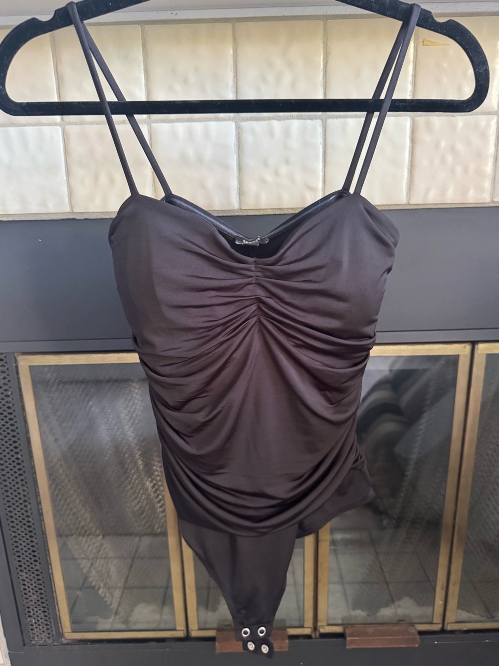 Express Body Contour Black Ruched Cami Bodysuit Size Small